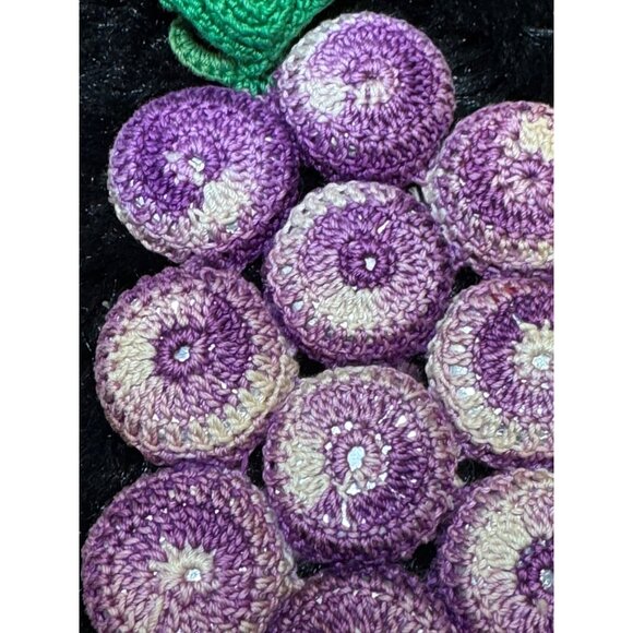 Vintage Soda Cap Crocheted Purple Grape Cluster Trivet - Picture 4 of 8